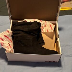 UNIONBAY Black Suede Slouchy Mid-Calf Boot